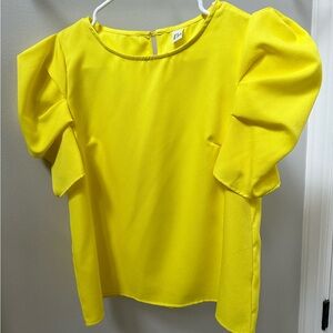 Yellow Puffy Sleeve Blouse